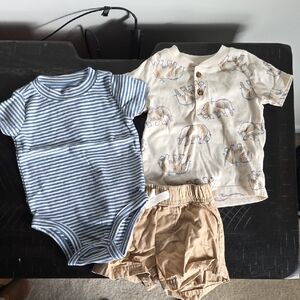 Carter's Striped & Elephant Outfit. EUC Size 3-6 Month.